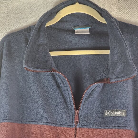 Columbia Sportswear Navy and Burgundy Full Zip Poly Fleece LS Sweater Jacket XXL - Picture 6 of 16